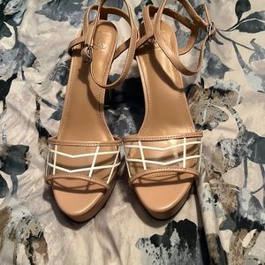 Liren May “Be Sanguine” tan size 39 heels.  Never worn
